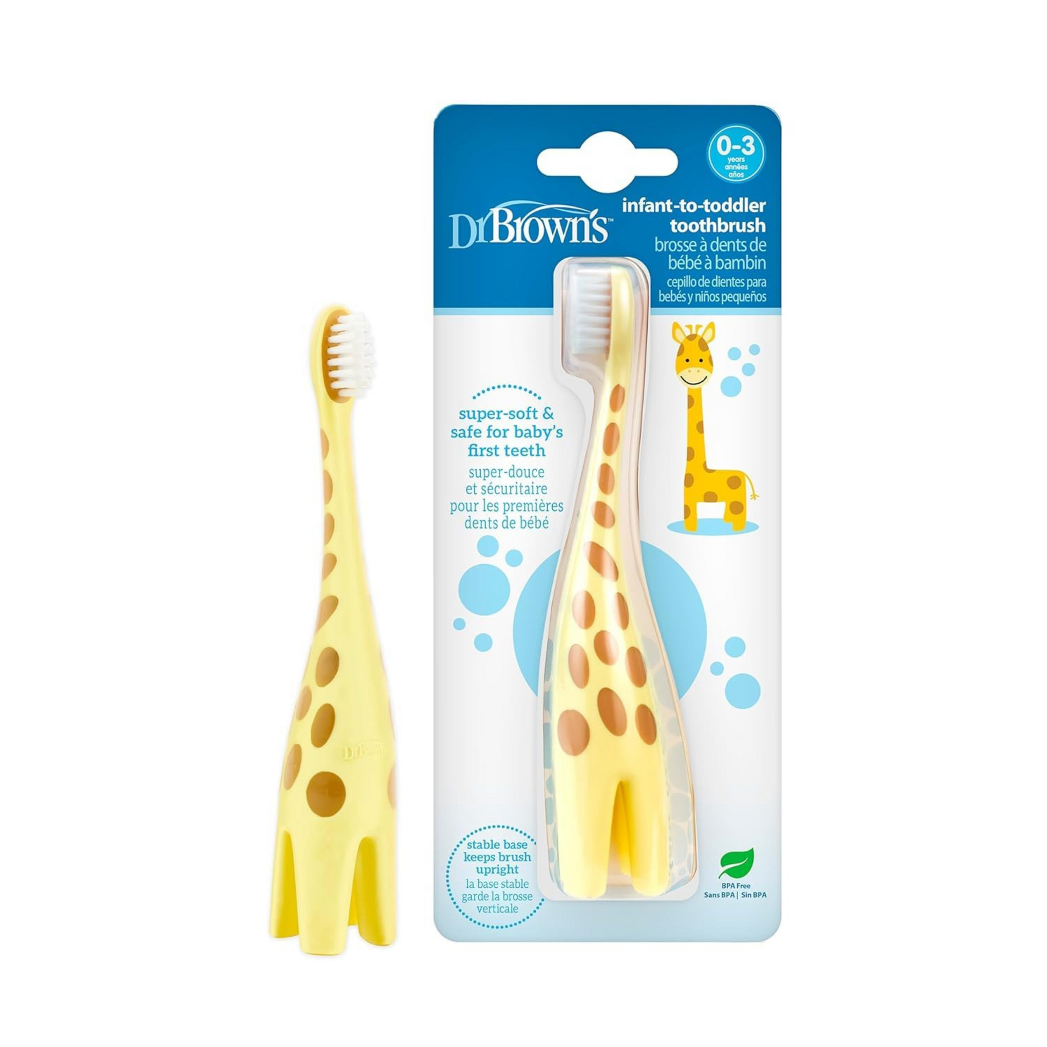 Dr. Brown's Infant-To-Toddler Toothbrush, Giraffe, Manual, Yellow, Pack of 1