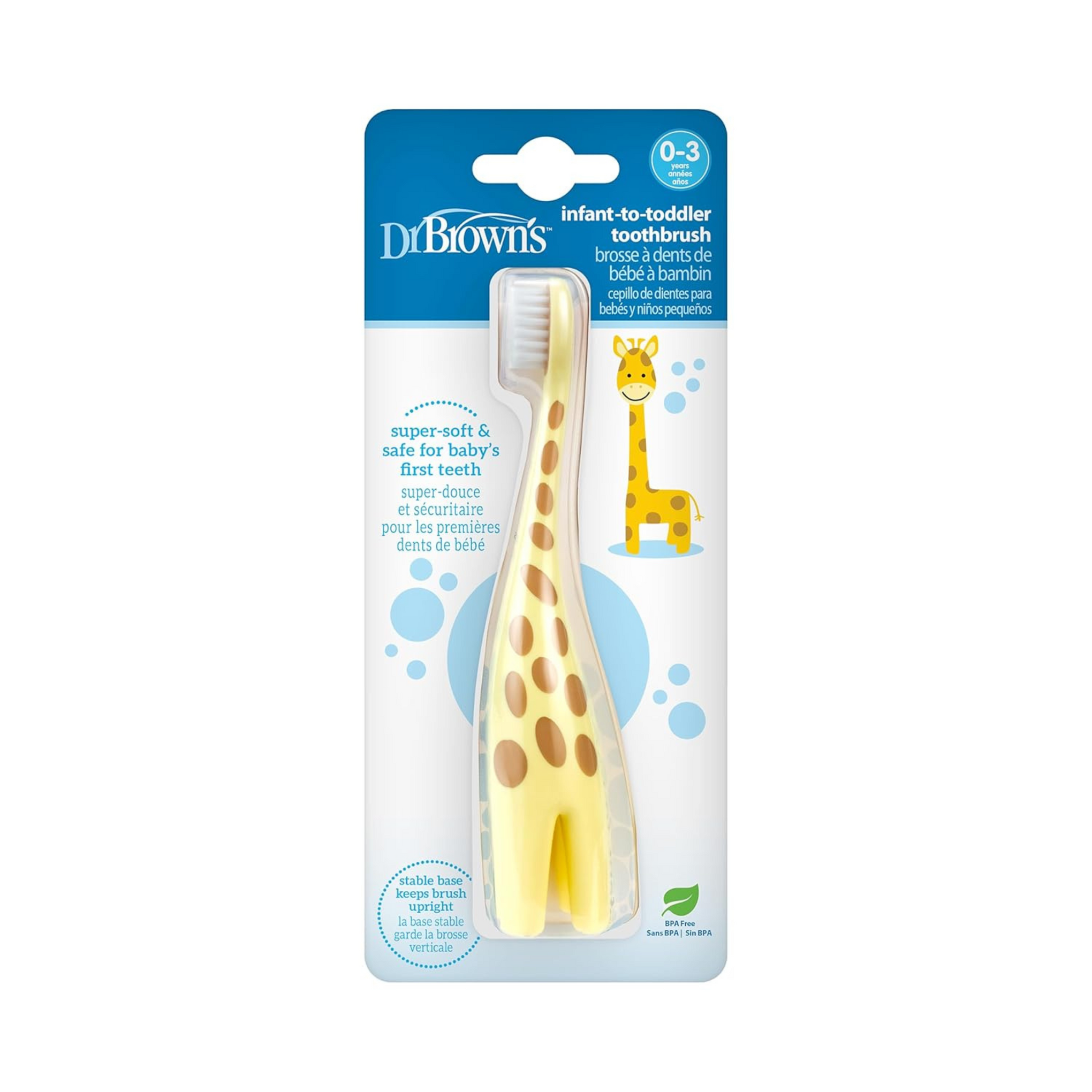 Dr. Brown's Infant-To-Toddler Toothbrush, Giraffe, Manual, Yellow, Pack of 1