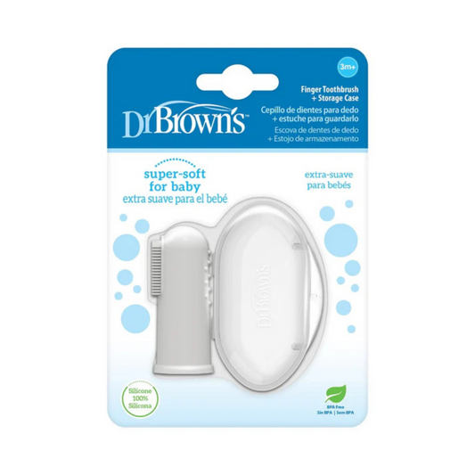 Dr. Brown's Silicone Finger Baby Toothbrush with Case-3 to 12M-Grey