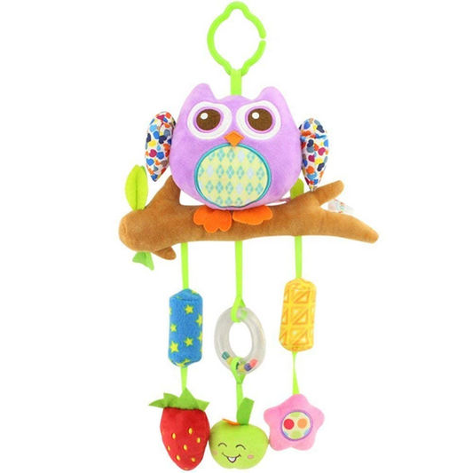 Smile Baby™ Baby Crib & Stroller Plush Playing Toy Car Hanging Rattles Multi desgine (Owl Purple)