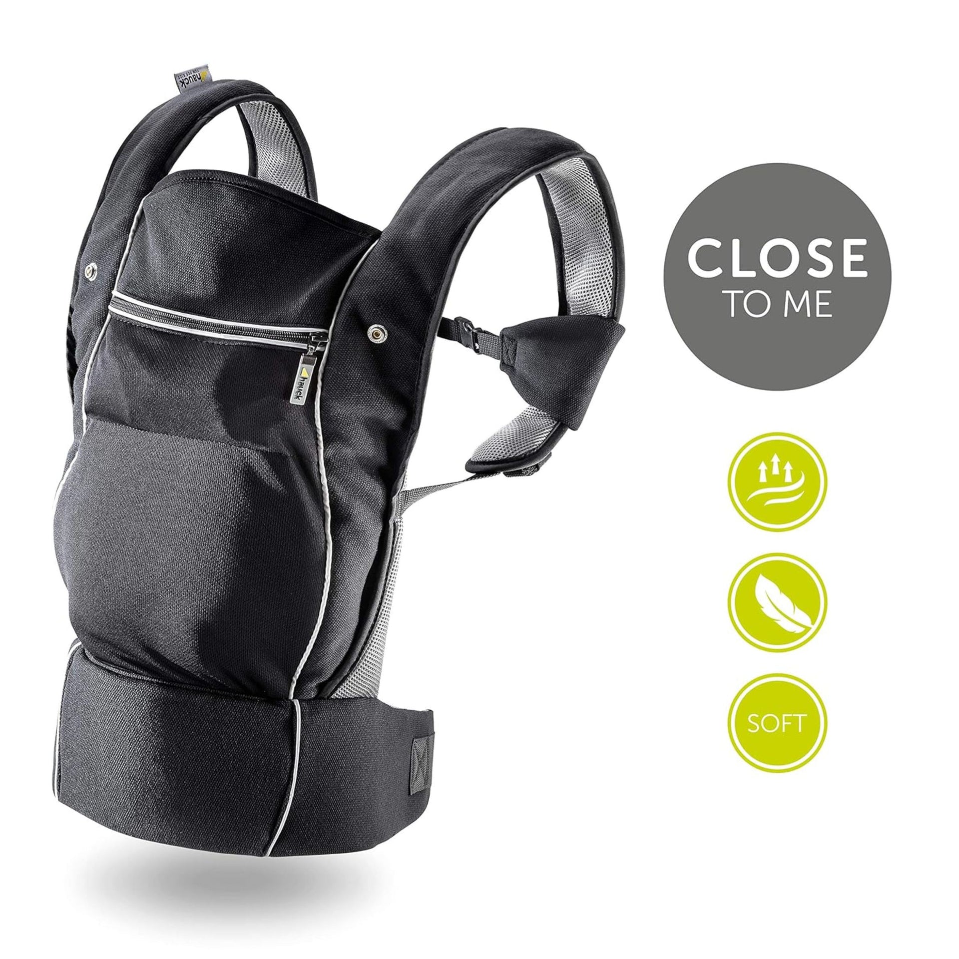 Hauck Close to Me Baby Carrier with 4 carry positions, Baby carrier for 0 to 9 months baby, Breathable Skin-friendly Premium Fabric, Adjustable Newborn to Toddler Carrier, Max weight Up to 12 Kgs (Black)