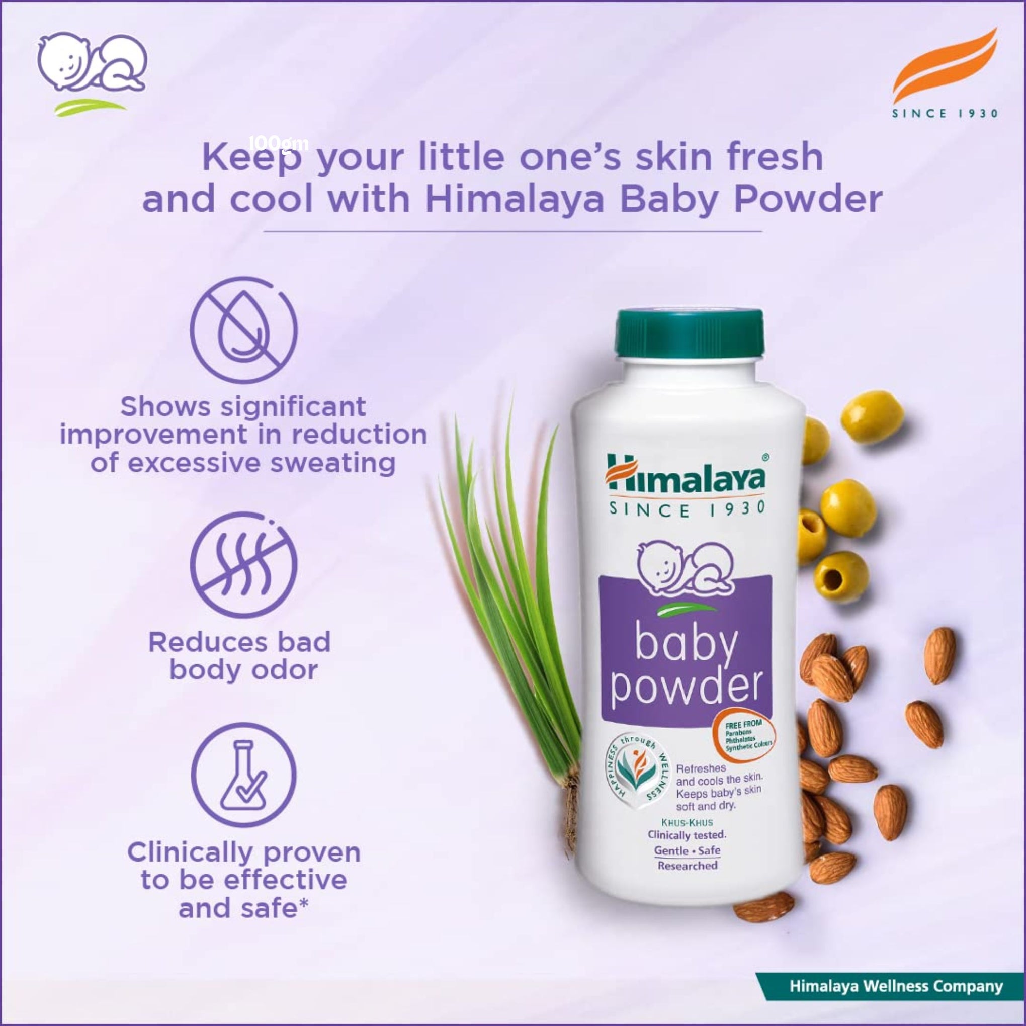 Himalaya’s Baby Powder is formulated with herbal ingredients which helps keeps baby’s skin cool and comfortable.