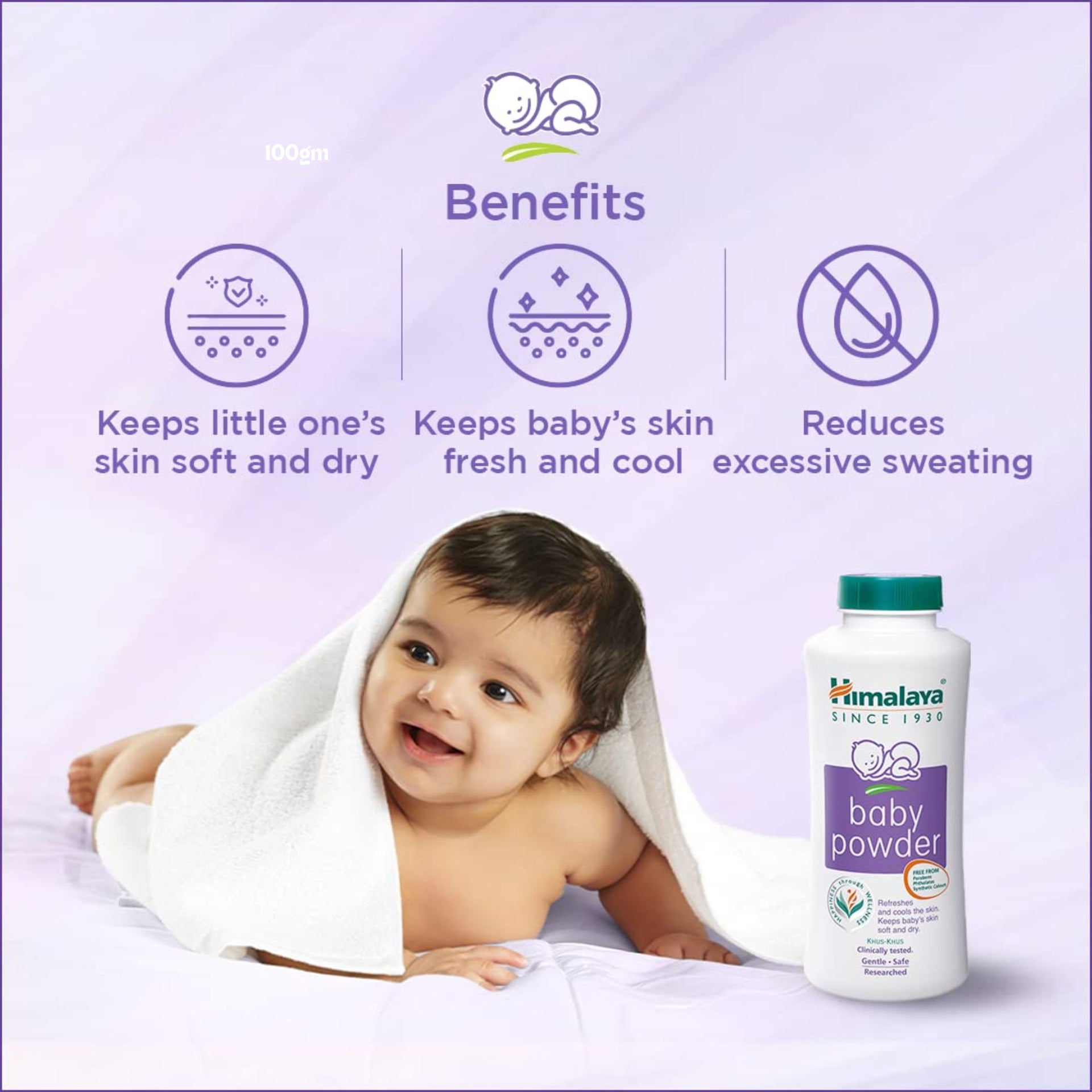 Himalaya’s Baby Powder is formulated with herbal ingredients which helps keeps baby’s skin cool and comfortable.