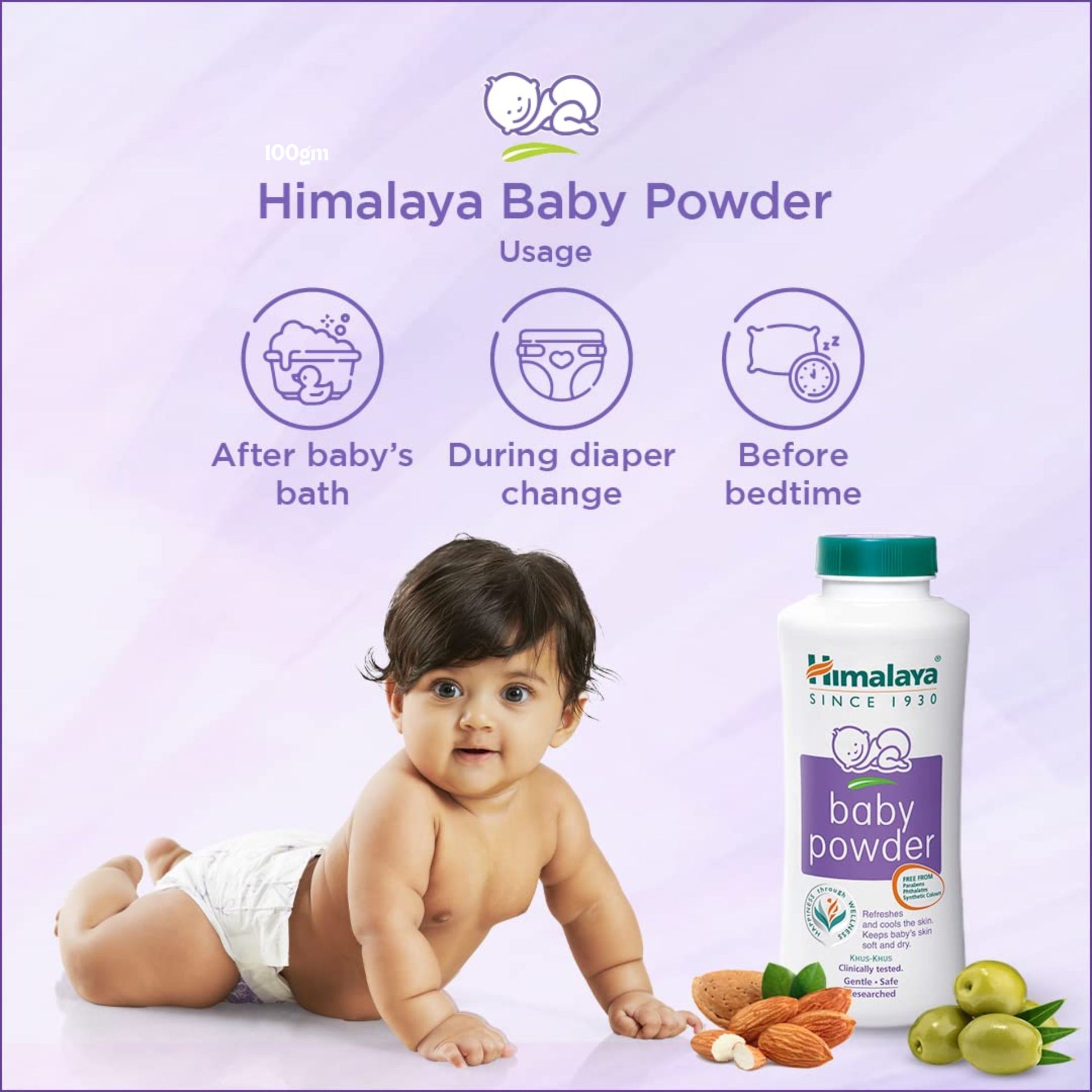 Himalaya’s Baby Powder is formulated with herbal ingredients which helps keeps baby’s skin cool and comfortable.