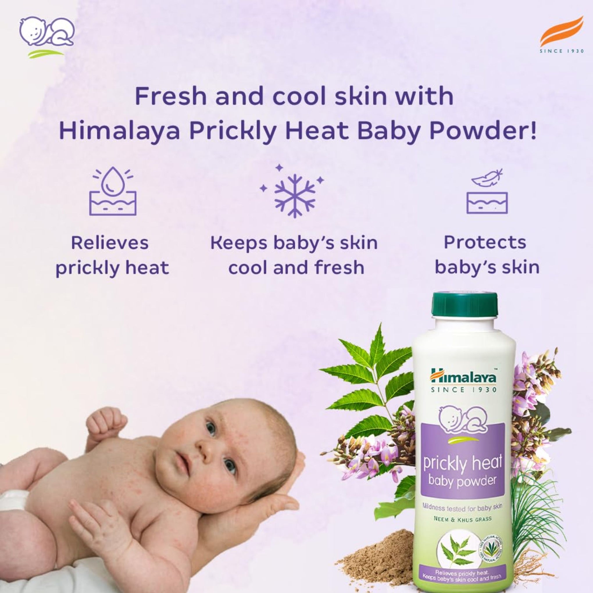 Himalaya Baby Prickly Heat Powder with Vetiver and Neem,  200g