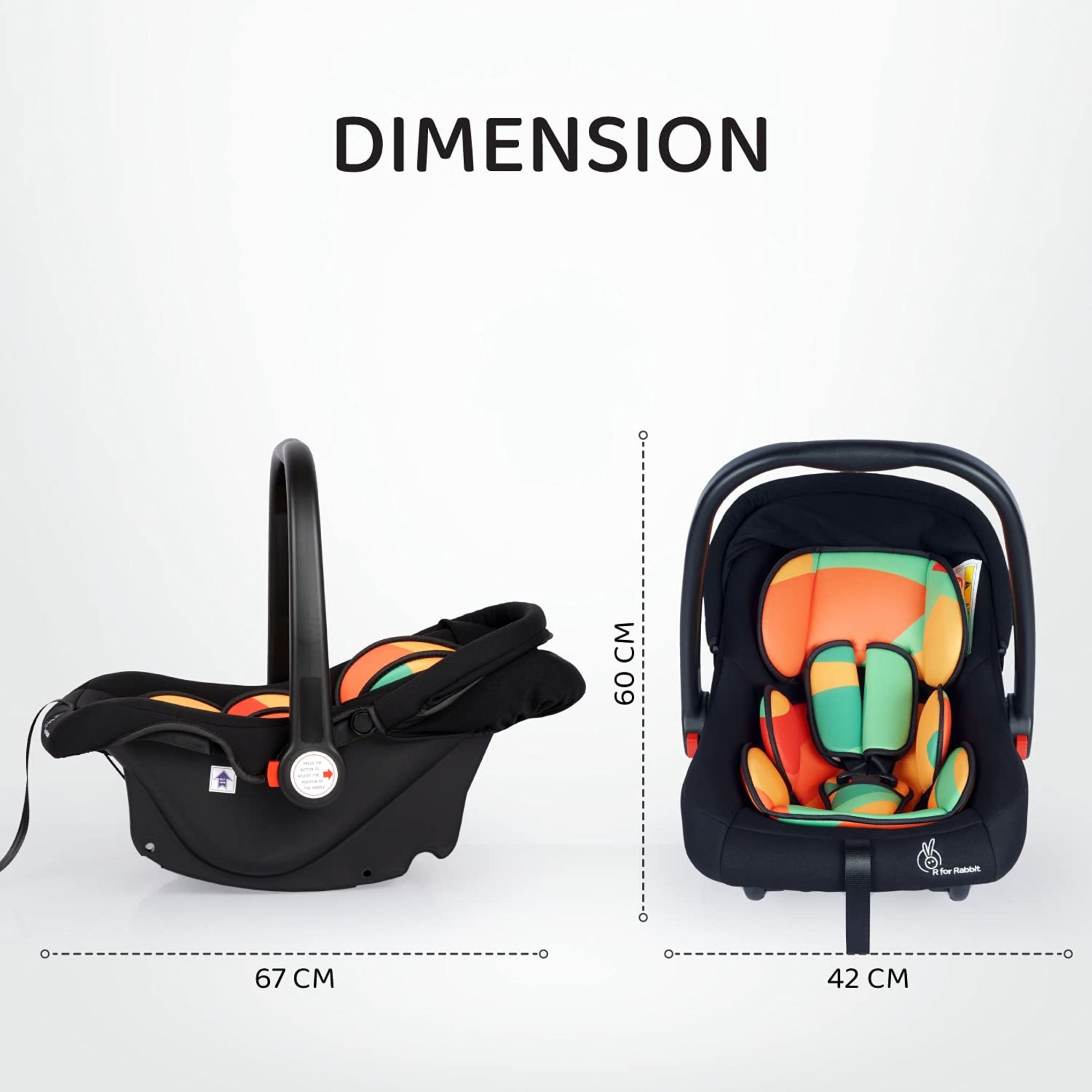 R for Rabbit Picaboo Baby Carry Cot, 4 in 1 Multi Purpose Kids Carry Cot, Infant Car Seat, Rocker for Infant Babies of 0 to 15 Months & Weight Capacity Upto 13 Kgs | 6 Months Warranty | (Colorful)