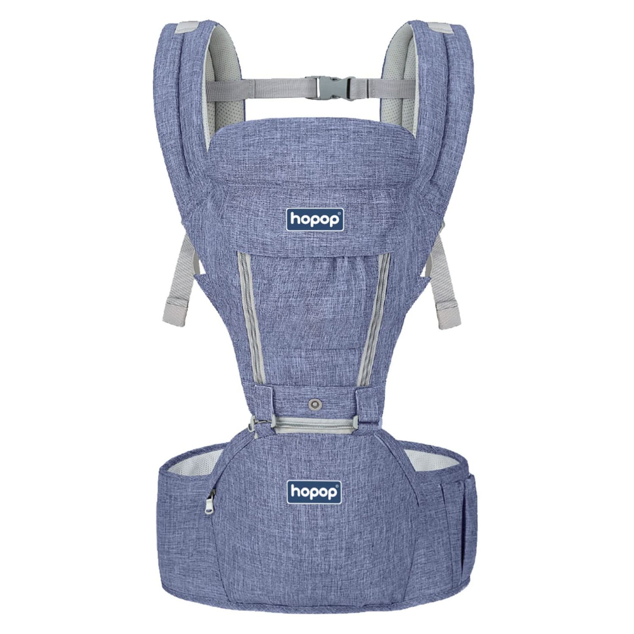 Hopop Hip Seat Baby Carrier | 5 in 1 Elite Hip Carrier for Baby | Ergonomic Solution for Newborn to Toddler | Adjustable and Breathable Holding Belt | Suitable for 4 to 36 Months | Max Weight up to 15 Kgs | Blue