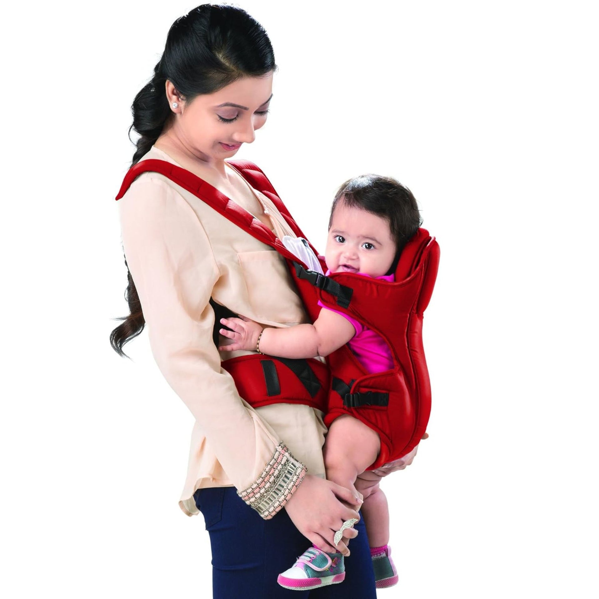 LuvLap Galaxy Baby Carrier with 3 Carry Position & Padded Head Support, for 6 to 15 Months Baby, Max Weight Up to 15 Kgs (Red) Toddler