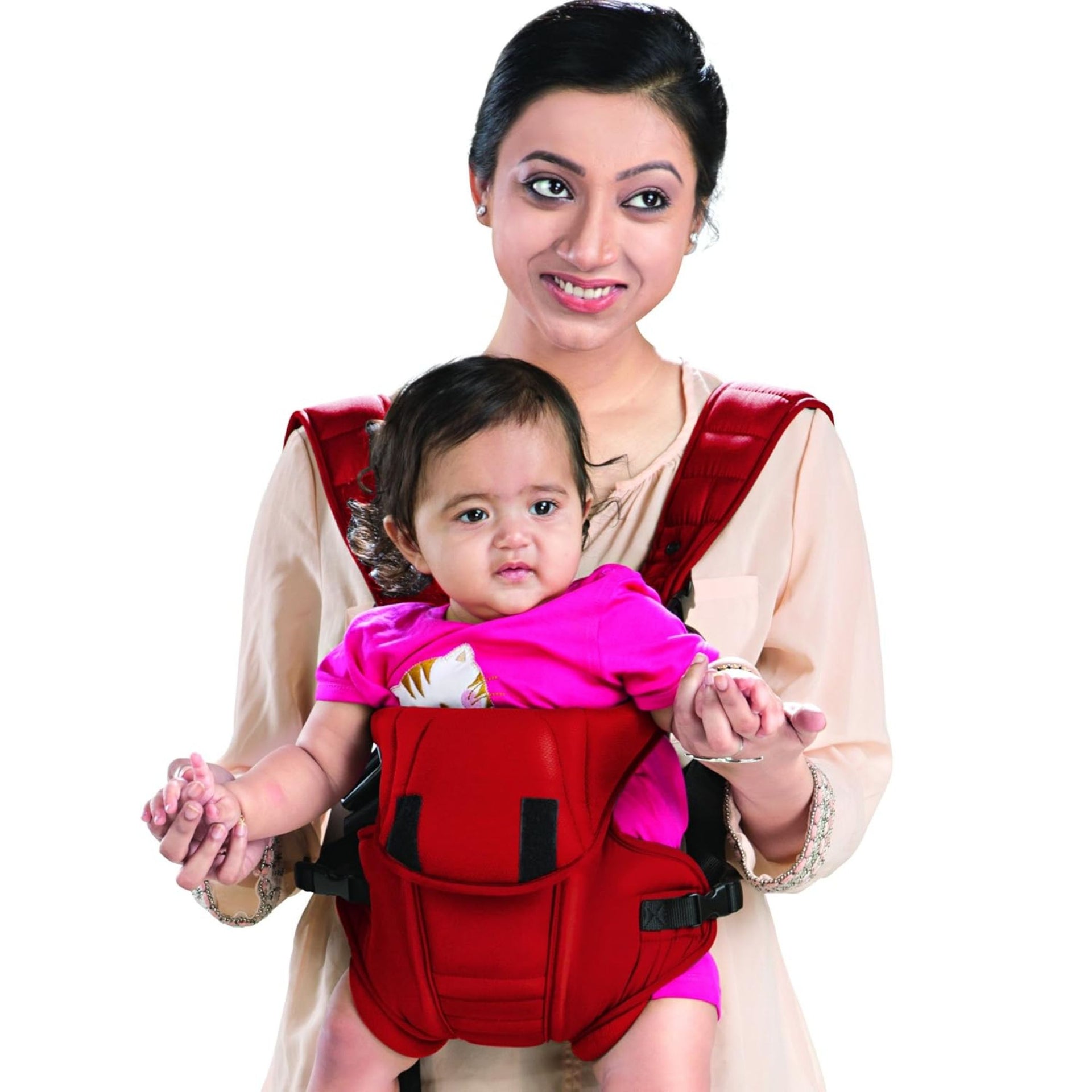 LuvLap Galaxy Baby Carrier with 3 Carry Position & Padded Head Support, for 6 to 15 Months Baby, Max Weight Up to 15 Kgs (Red) Toddler