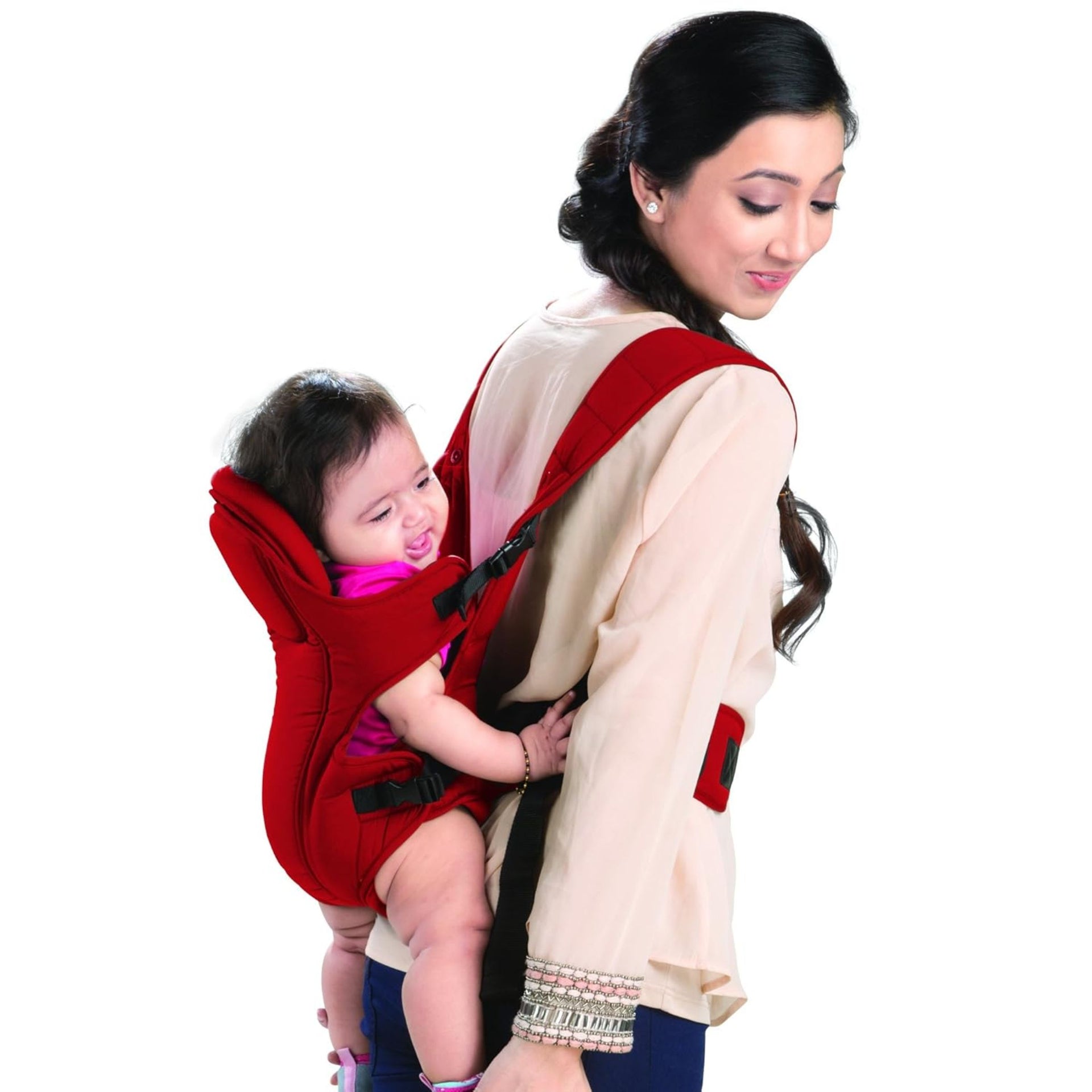 LuvLap Galaxy Baby Carrier with 3 Carry Position & Padded Head Support, for 6 to 15 Months Baby, Max Weight Up to 15 Kgs (Red) Toddler