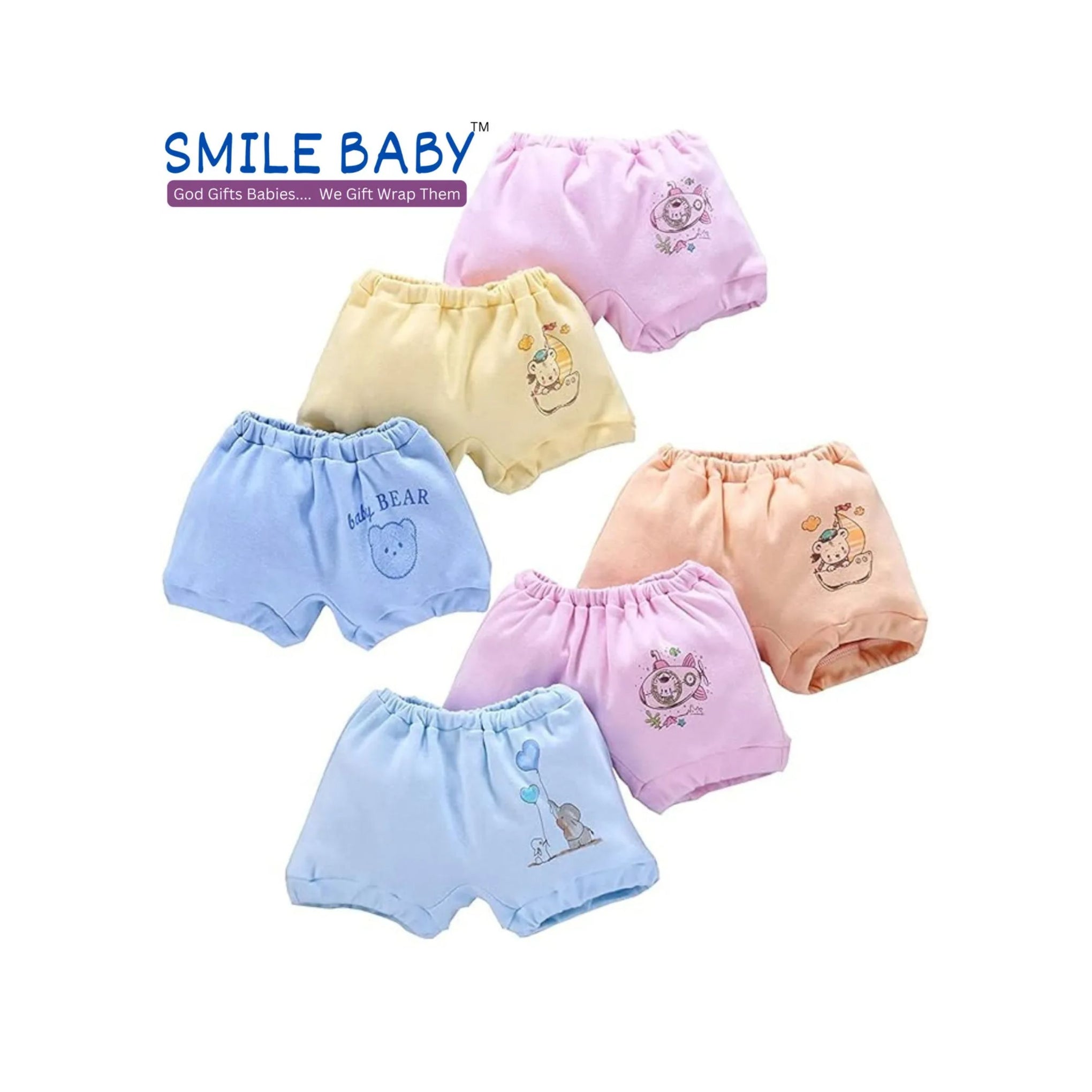 SMILE BABY Unisex Cotton Panties (Pack of 6).