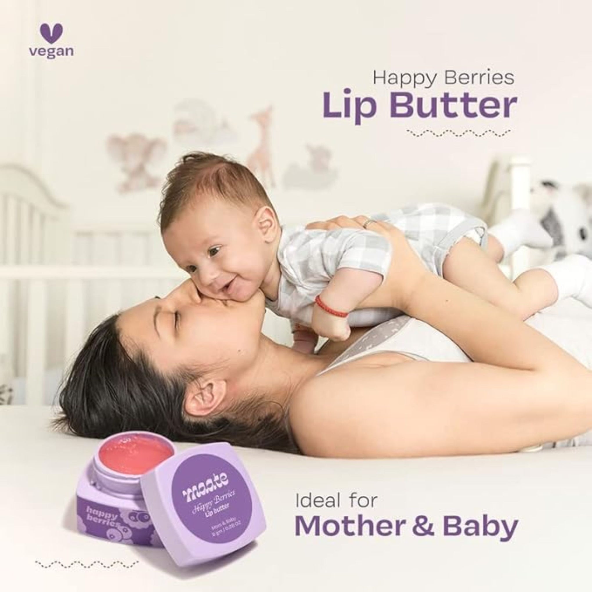 Maate Happy Berries Mom & Baby Lip Butter (8gm)| | Enriched with Blueberry, Strawberry & Vitamin E | For Soft & Smooth Lips | 100% Natural | Lip Balm For Women & Baby