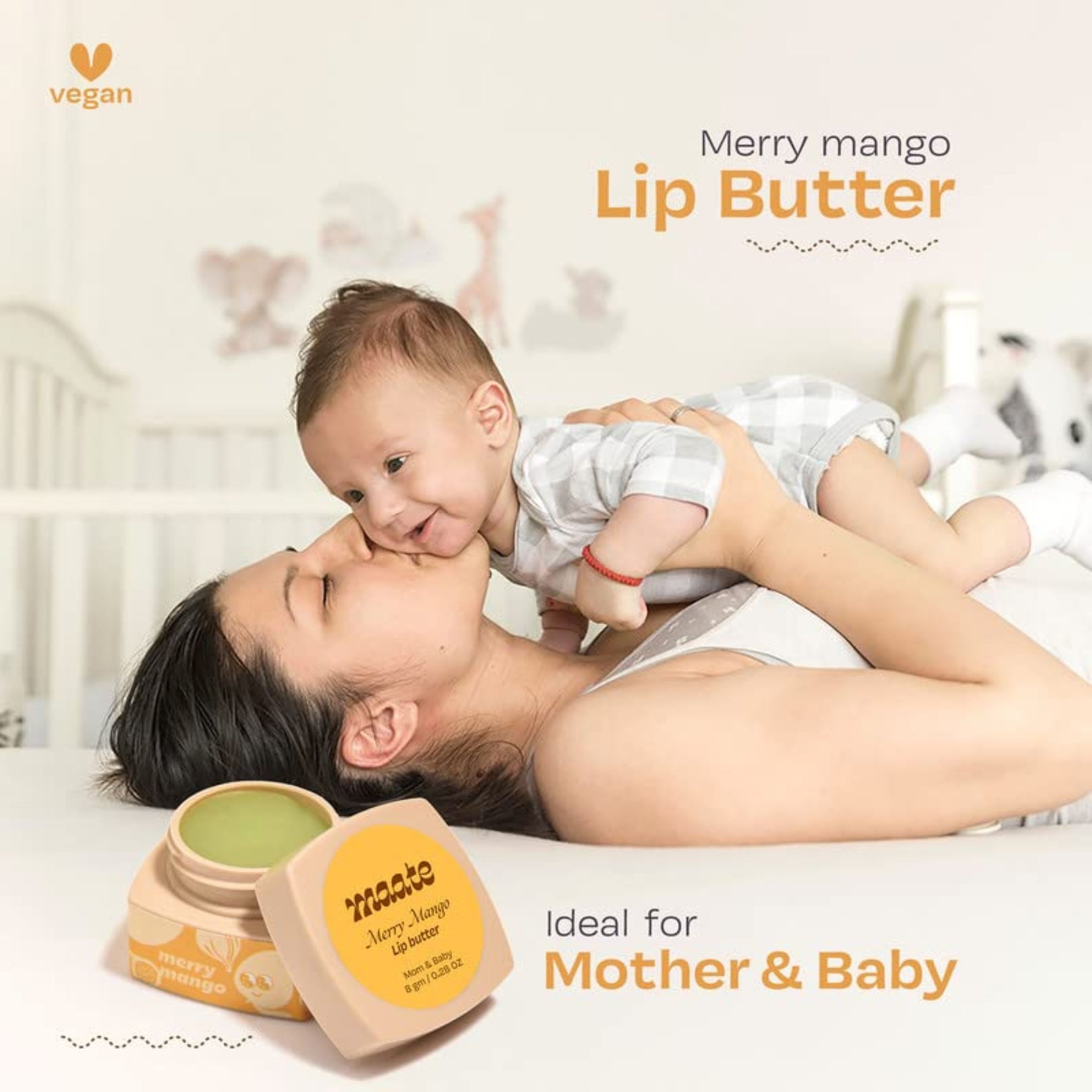 Maate Merry Mango  Lip Butter | Packed with Precious Butters for Nourishing, Chapped Lips | Enriched with Sal Butter and Almond Butter | 100% Natural (8 gm)