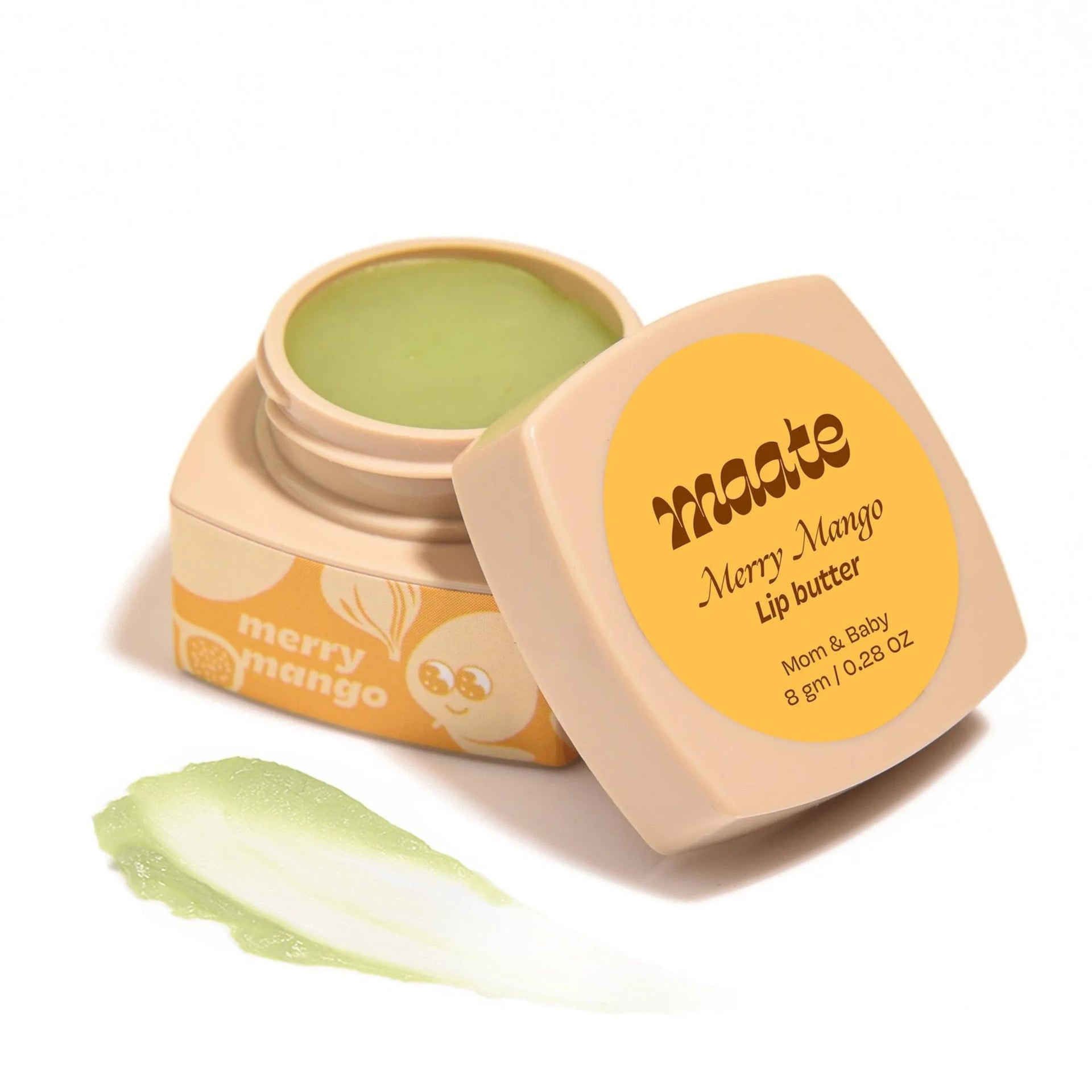 Maate Merry Mango  Lip Butter | Packed with Precious Butters for Nourishing, Chapped Lips | Enriched with Sal Butter and Almond Butter | 100% Natural (8 gm)