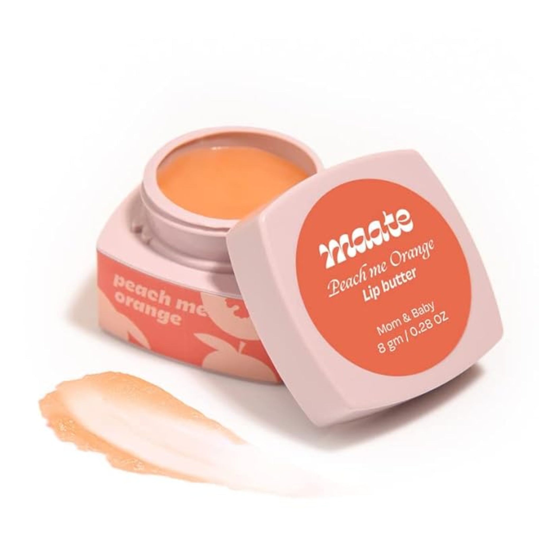 Maate Peach me Orange Mom & Baby Lip Butter 8gm | Enriched With Peach, Orange & Avacado | For Soft & Smooth Lips | 100% Natural | Lip Balm For Women & Baby