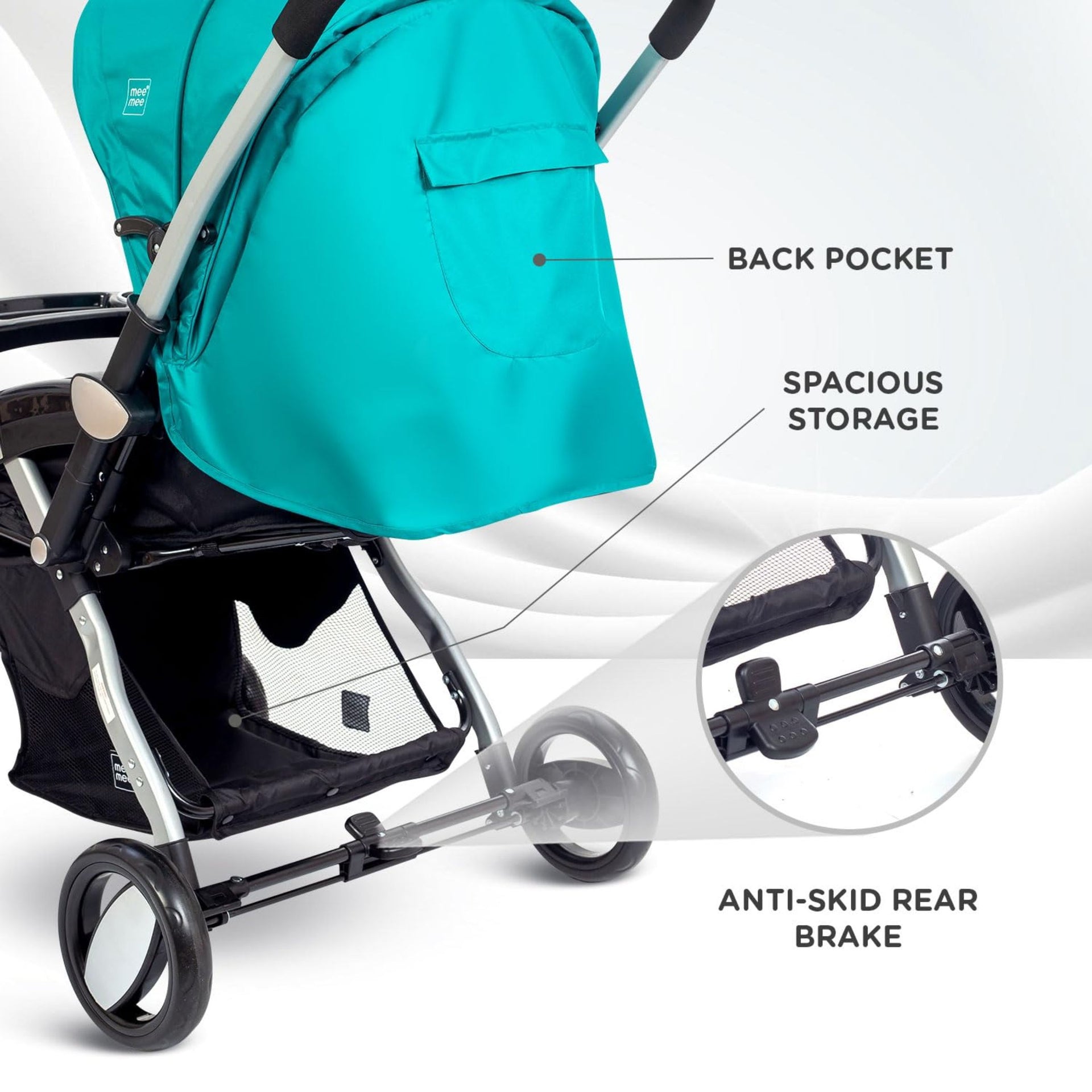 Mee Mee Dream Star Luxury Baby Stroller/Pram | 5 Point Safety Harness, One Hand Fold, Multi Level Recline Cushioned Seat, Canopy & Footrest | Fully Rotating Wheels for 0-3 Yrs