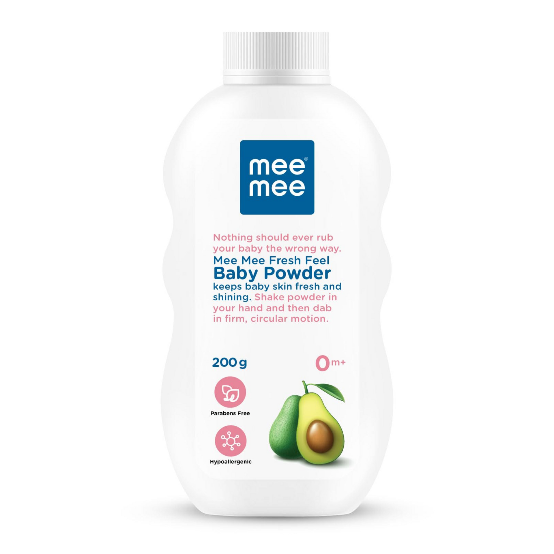 Mee Mee Infant Talcum Powder | Enriched with Avocado Oil | Dermatologist Approved | Rash-Resistant | Paraben-Free, 0m+ | (Fresh Sensation.