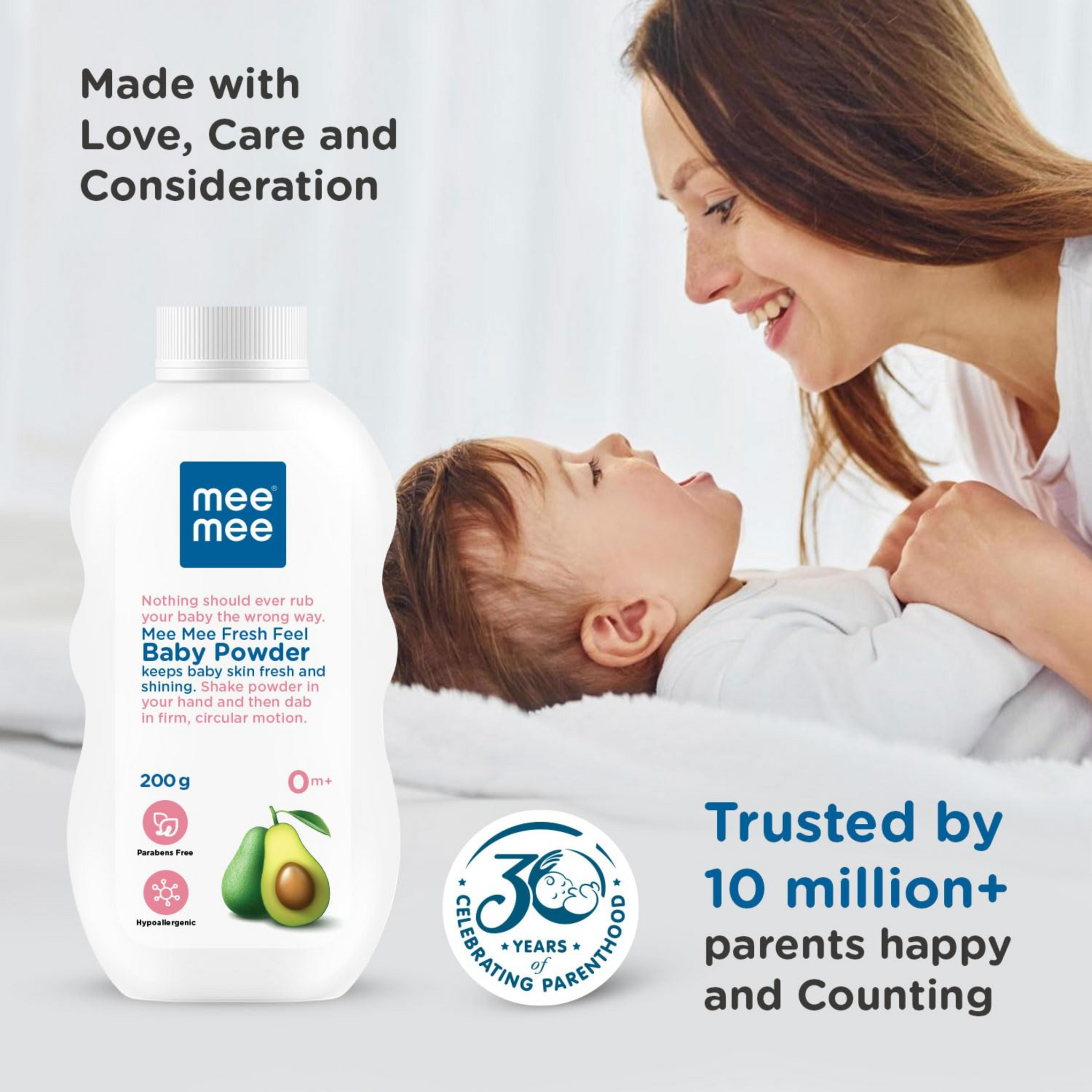 Mee Mee Infant Talcum Powder | Enriched with Avocado Oil | Dermatologist Approved | Rash-Resistant | Paraben-Free, 0m+ | (Fresh Sensation.