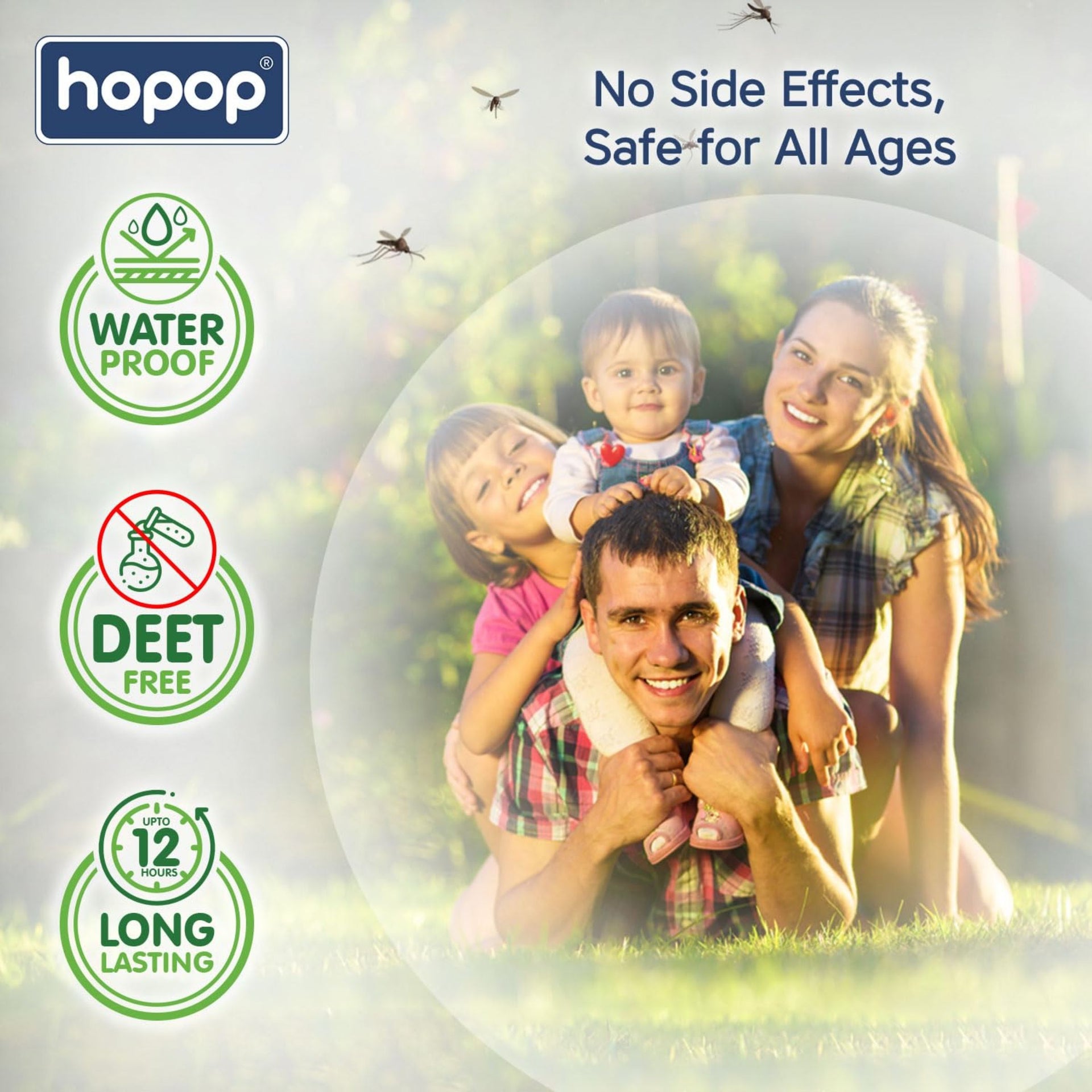 Hopop Mosquito Repellent Patches | MoZzbito 100% Natural Baby Mosquito Patches | Upto 12 Hour Protection Mosquito Sticker | Suitable for Kids & Adults | Deet Free | Pack of 24 |