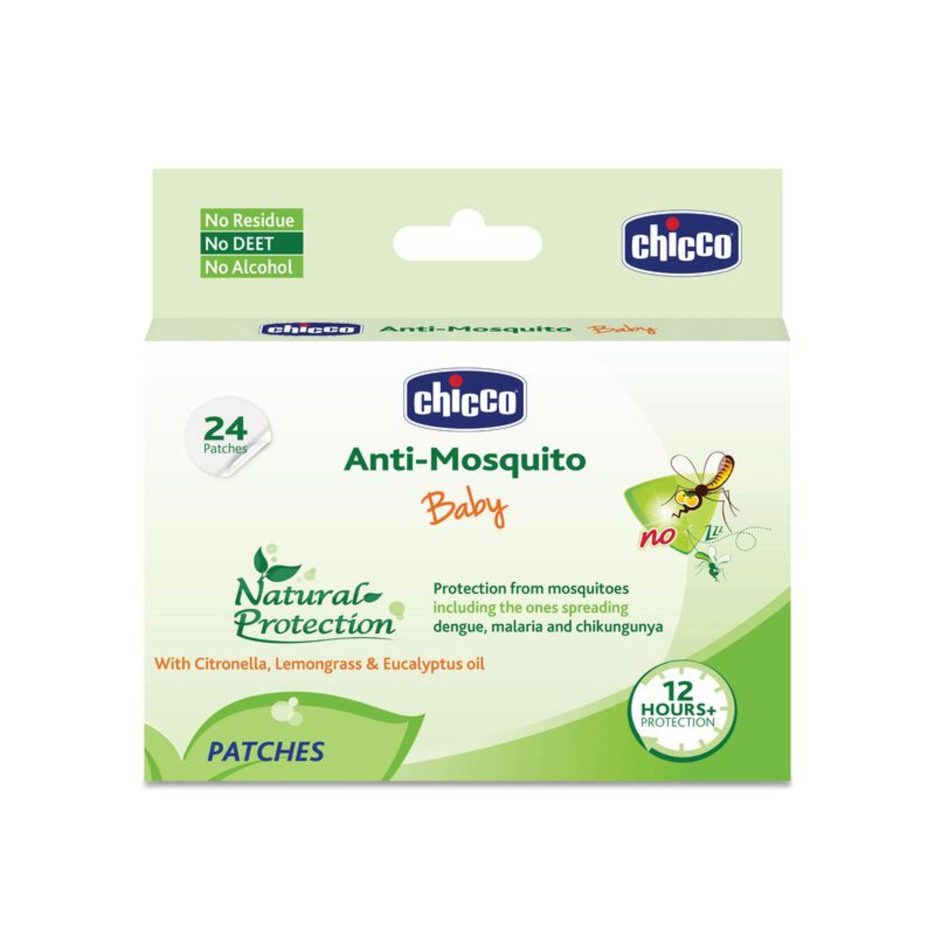 Chicco Anti-Mosquito Patches for Babies, 24 count | Natural Protection from Disease Spreading Mosquitoes | 12 Hours of Protetcion | Free from DEET, Alcohol and Stains