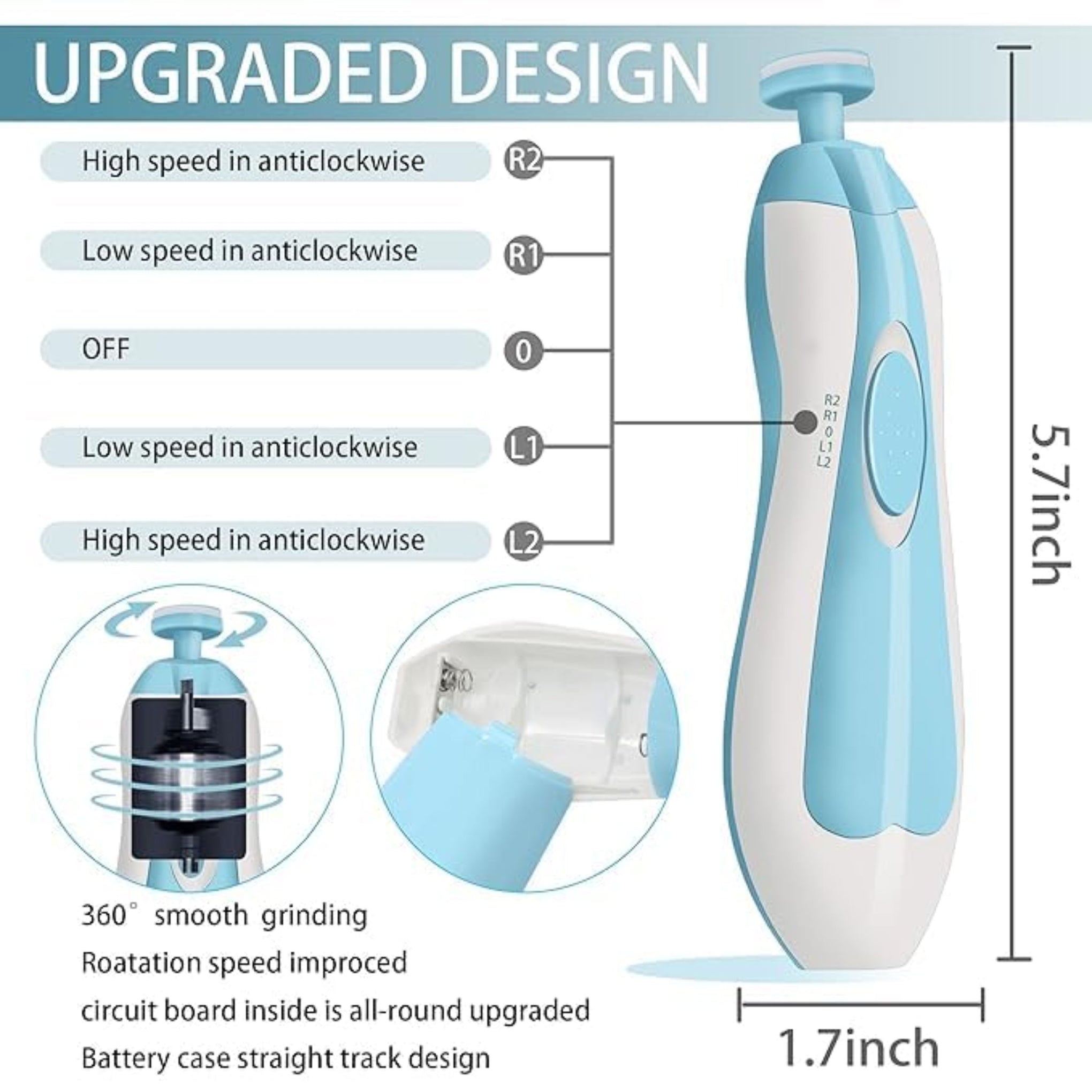 Smile Baby Electric Nail Trimmer For Baby, Baby Nail Trimmer, Baby Nail Cutter, Nail Trimmer For New Born Baby, Kids Nail Cutter With Light (Blue)