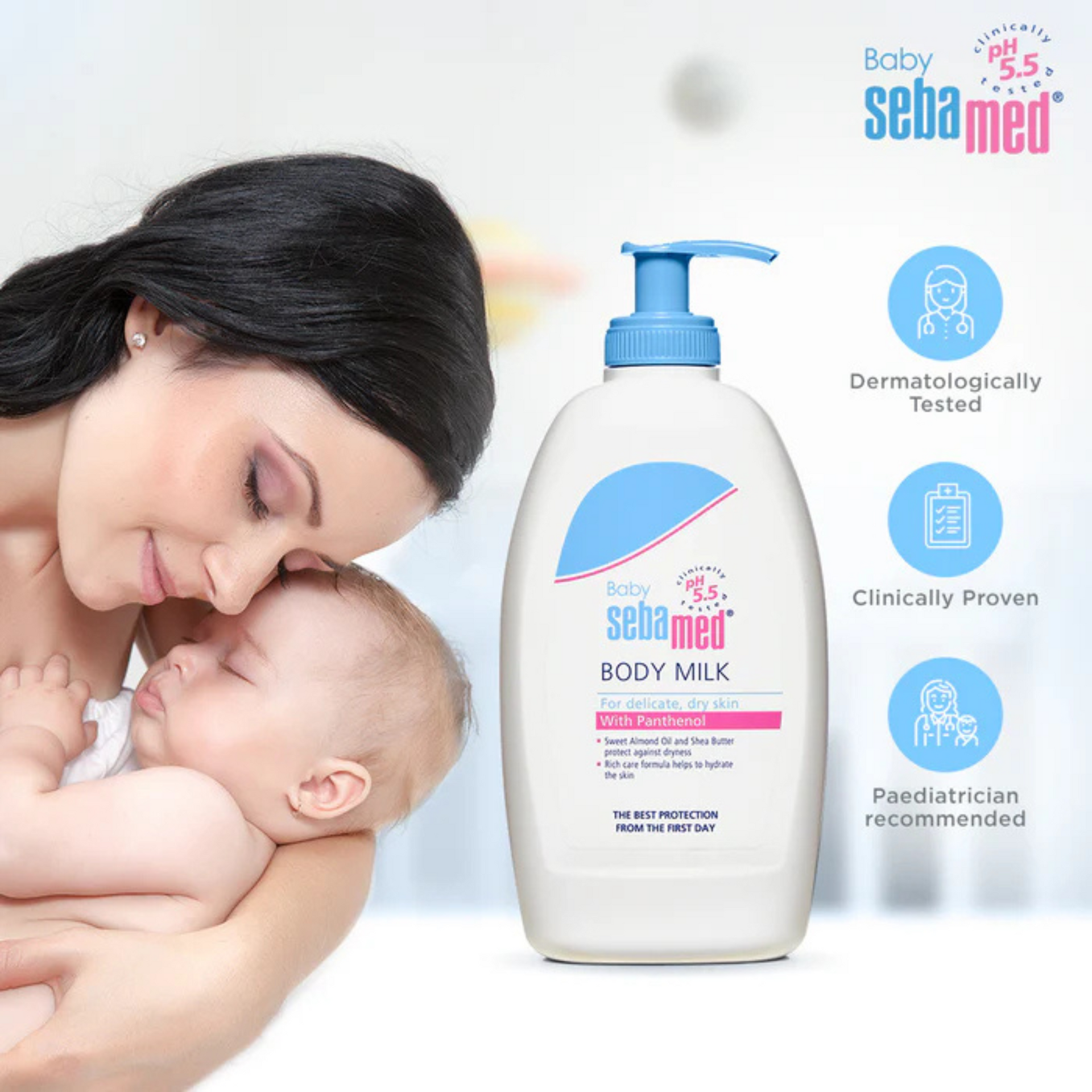 Sebamed Baby Body Milk Lotion|pH 5.5|Ideal for dry skin|Daily moisturisation|