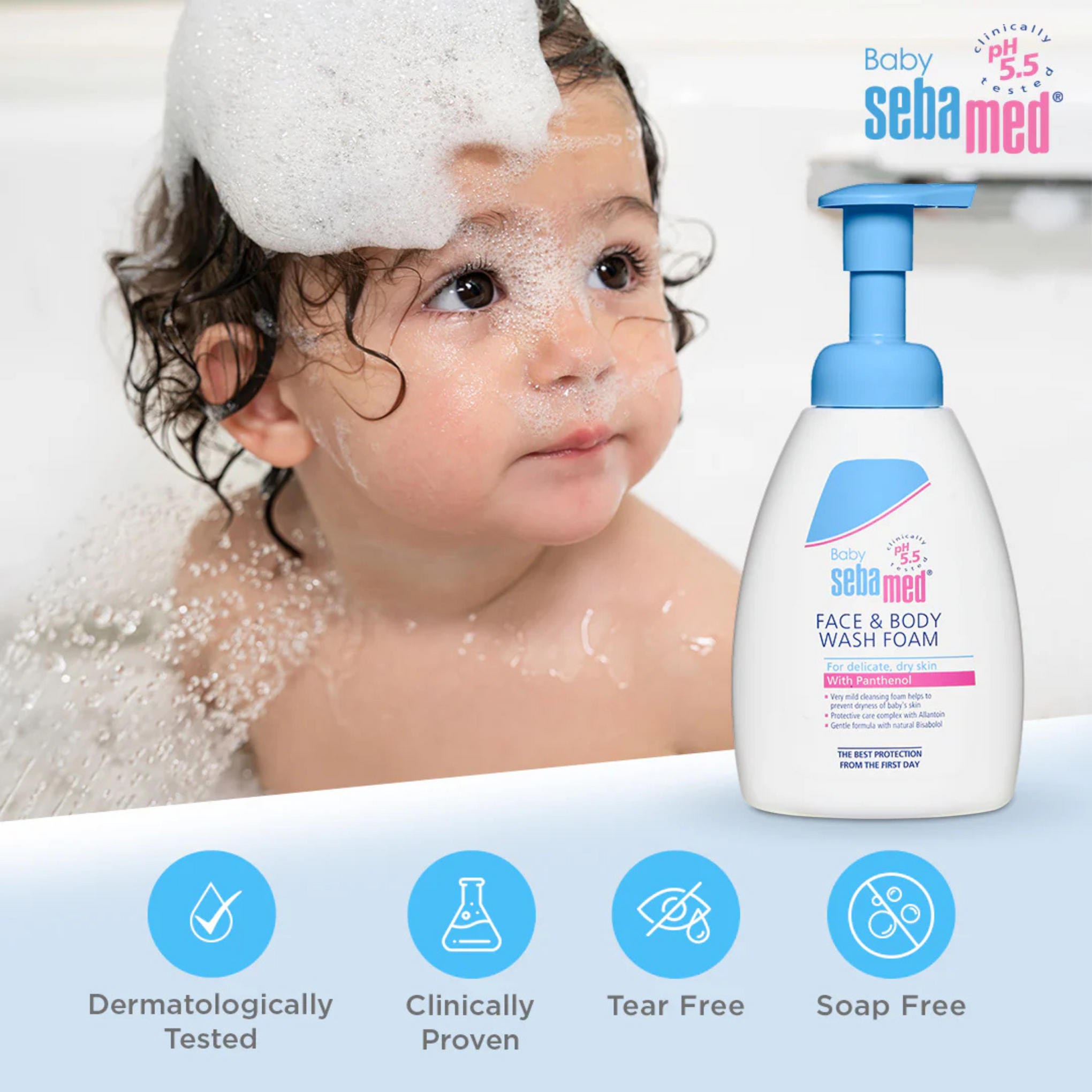 Sebamed Baby Face & Body Wash Foam 400ml |pH 5.5|Ideal for face & body|For delicate, dry skin|