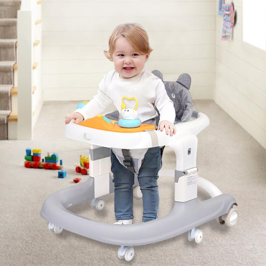 R for Rabbit Little Feet Sportz Baby Walker for Kids 9 to 18 Months for boy Girl Push Activity Walker with Music | (Grey White)