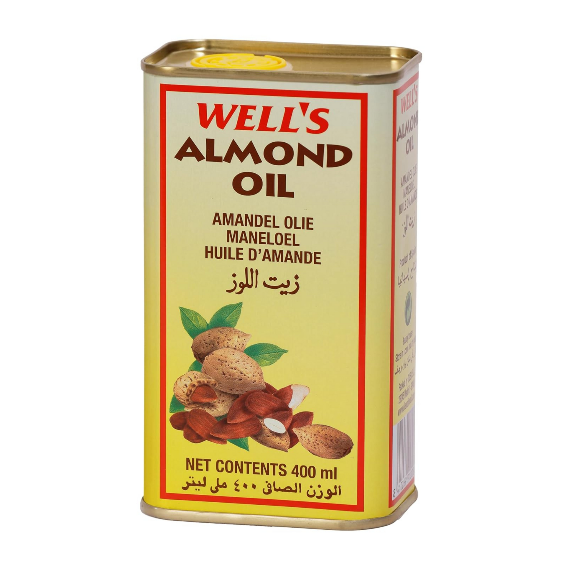 Wells 100% Pure Almond Oil Packed and Imported from Spain | Sweet Almond Oil for Body, Skin & Hair | Helps Enhance Memory | for New Born Baby Massage | Beauty & Skin Massage