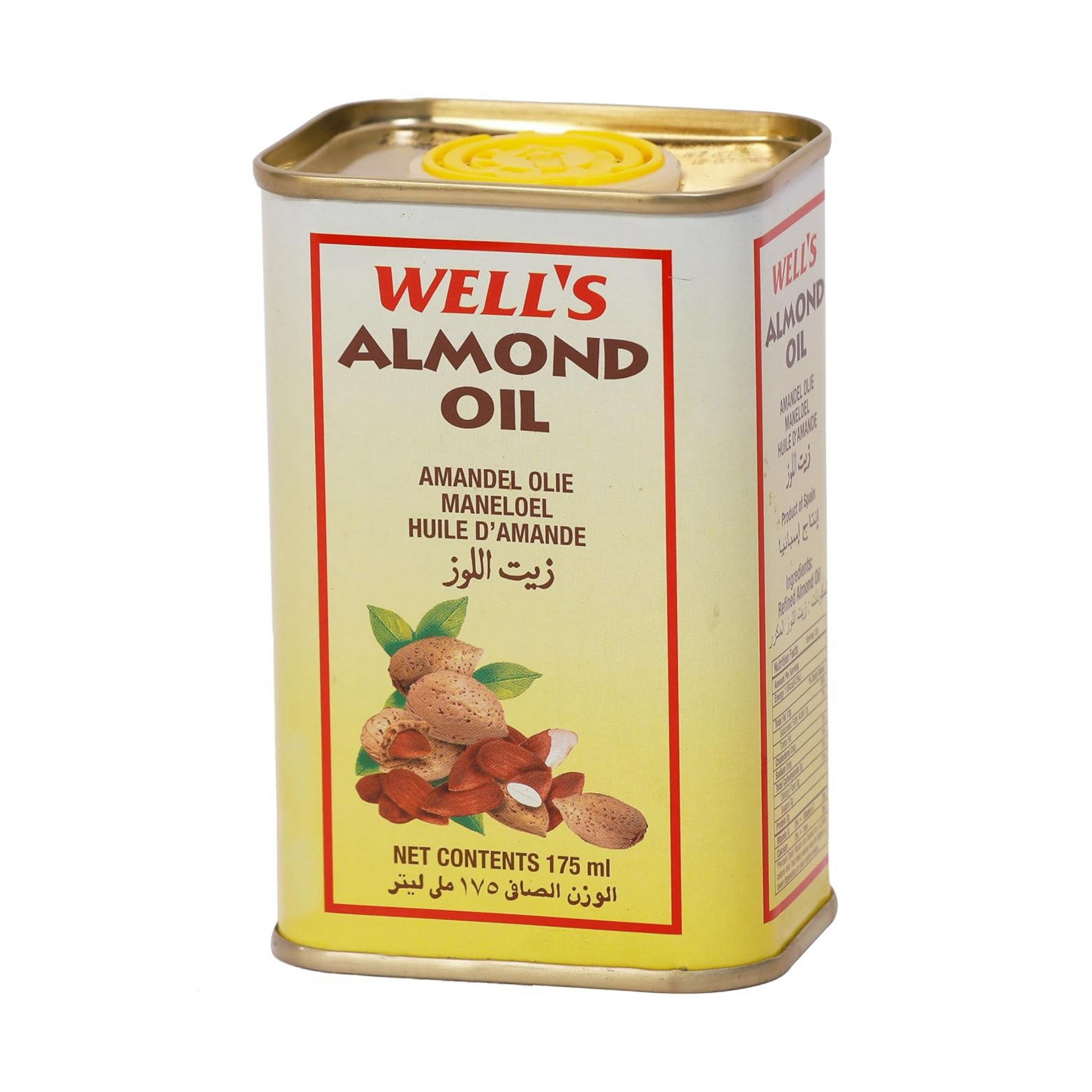 Wells 100% Pure Almond Oil Packed and Imported from Spain | Sweet Almond Oil for Body, Skin & Hair | Helps Enhance Memory | for New Born Baby Massage | Beauty & Skin Massage